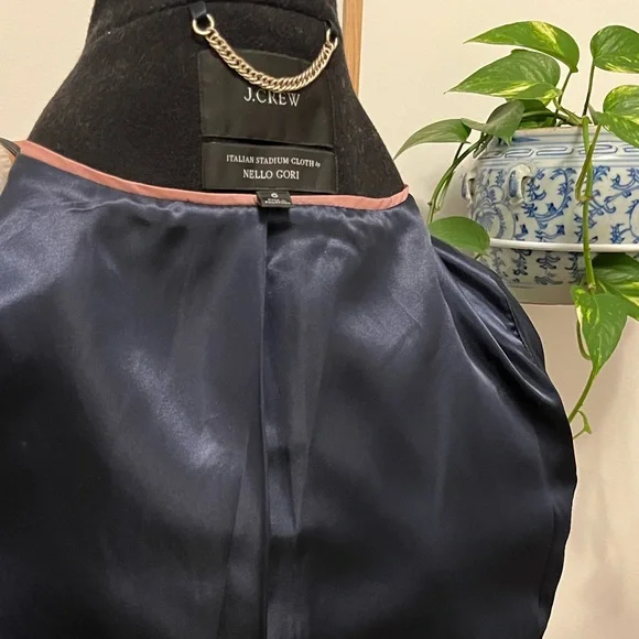 J Crew Black Cocoon Villa coat italian stadium cloth wool tortoise button funnel - Picture 10 of 11